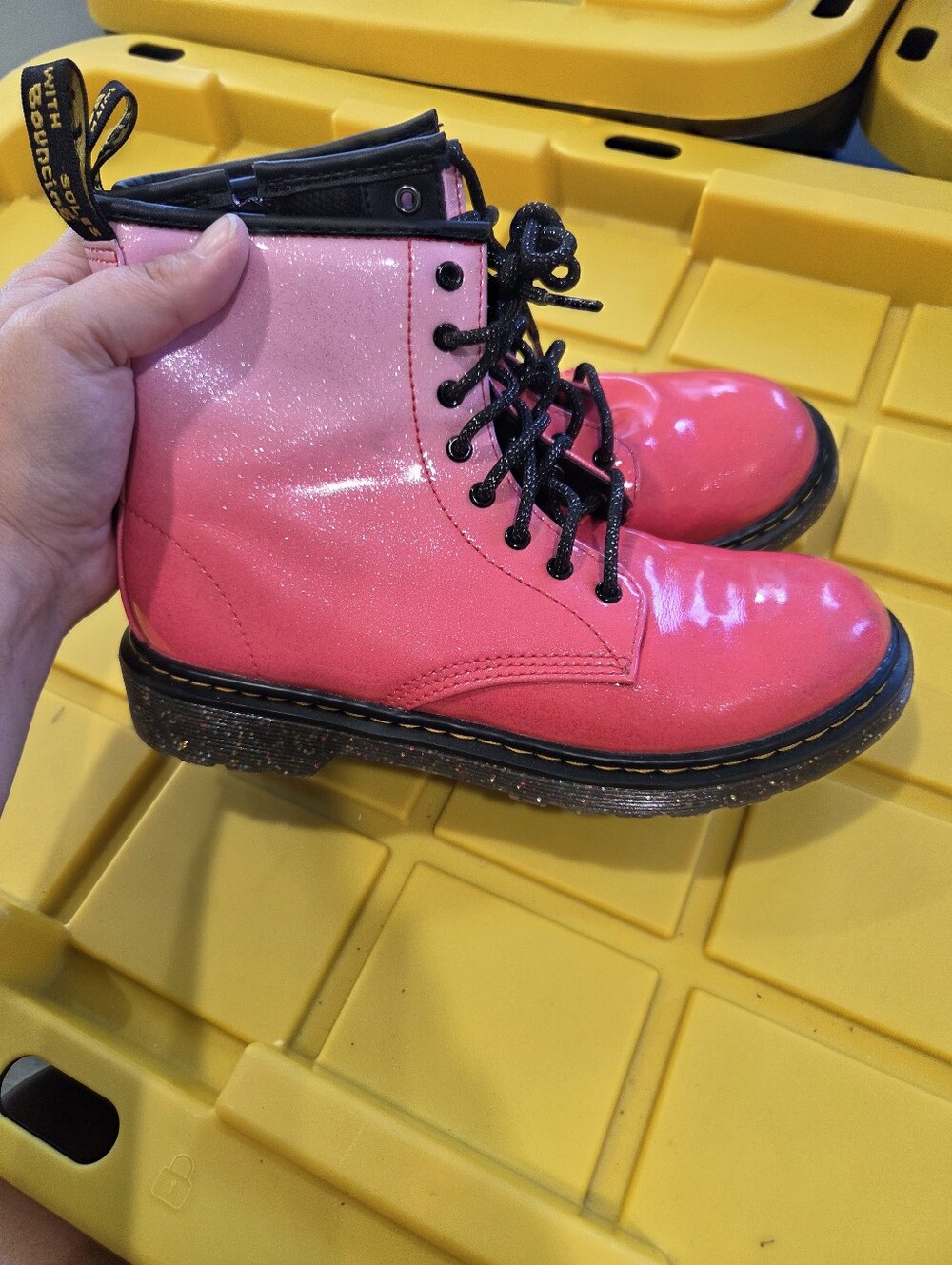 Dr. Martens  Gradient Glitter Lace-up Zipper Boots Youth Size 4